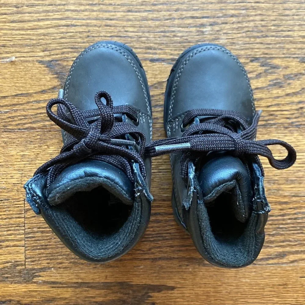 🎉HOST PICK Timberland Infant 5 Premium Leather Boots Mid Waterproof Black Grip